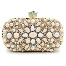 Luxurious Beaded Women Messenger Bags Handmade Style Rhinestones Vintage Chain Shoulder Bag For Wedding/Dinner/Party