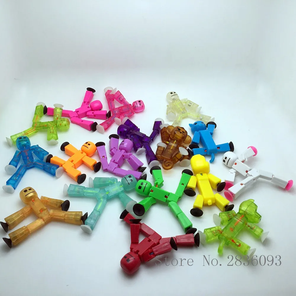 10pcs different colors stikbot/bag Suction Cup Deformable stick Robot action figure children gifts models stickbots