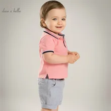 DB4570 dave bella/летние комплекты одежды для маленьких мальчиков, розовый топ и серые шорты Детский комплект из 2 предметов, Одежда для младенцев Детские комплекты костюмы для малышей