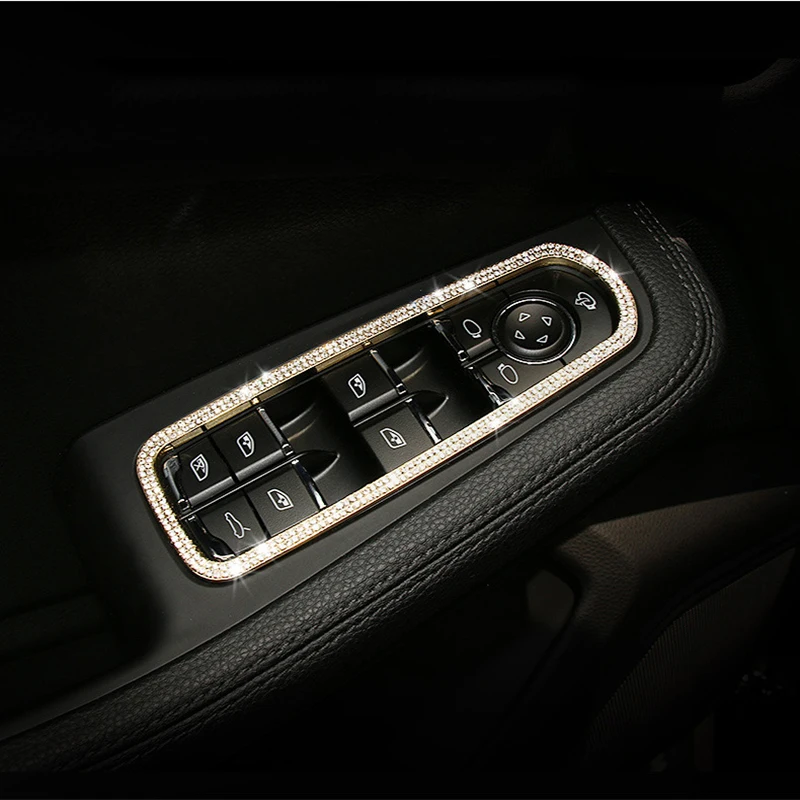 

Car Windows Control Panel alloy diamond decorative frame interior refit stickers for Porsche Macan modified Cayenne Panamera