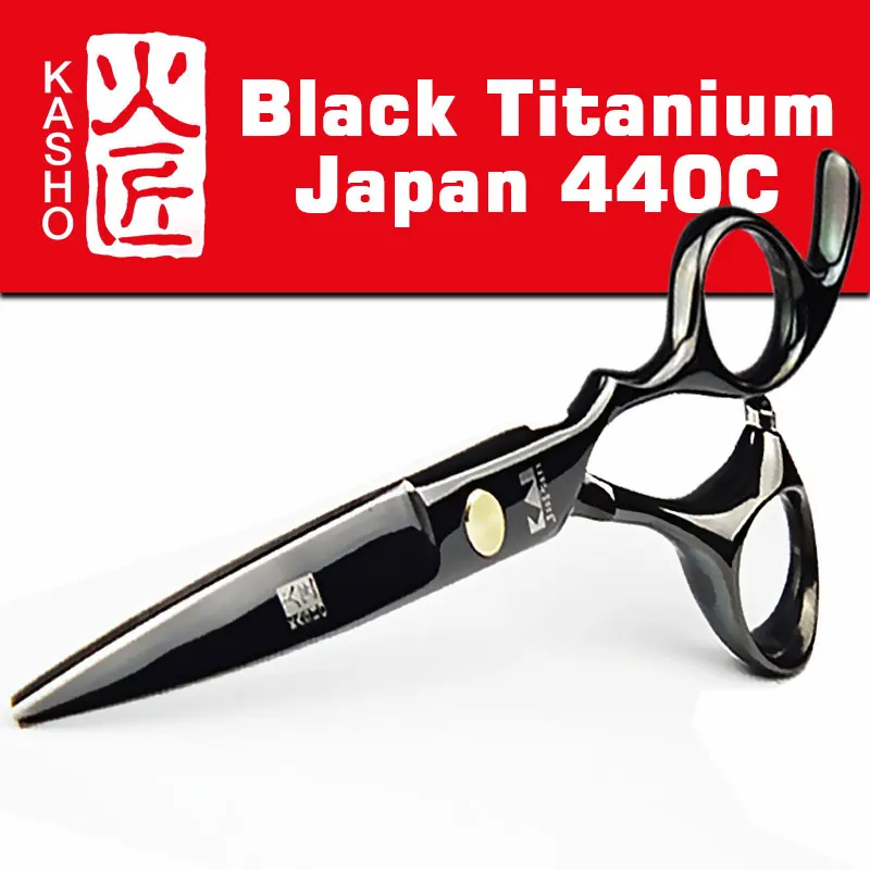 2016 Kasho Titanium Shears Japan 440C Professional Hairdressing Scissors Hair Cutting Scissors Thinning Scissors Set for Barber