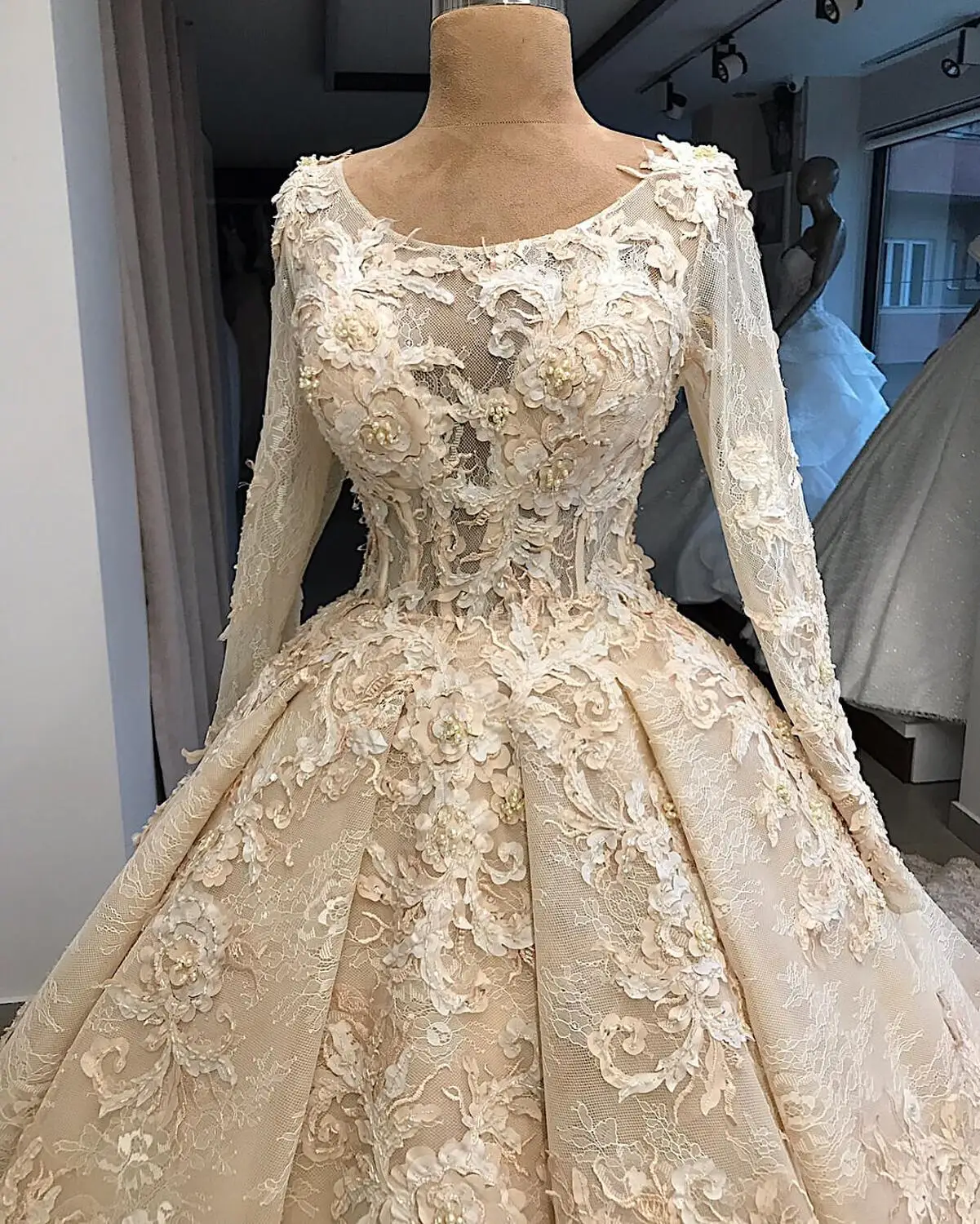 Vestido De Novia роскошное кружевное свадебное платье с бусинами вечернее платье с длинными рукавами De Mariee изготовление на заказ Шлейфы для свадебных платьев