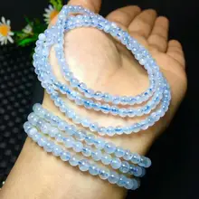 Натуральный лунный камень синий свет браслет с хрустальными бусинами AAA 4,5-4 мм 3 ряда