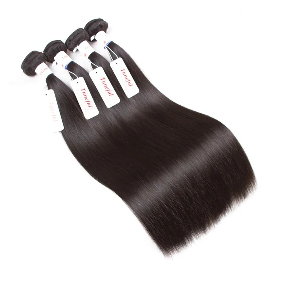 Peruvian Straight Hair Bundles With Closure Tuneful Hair Weave Bundle Natural Color Non Remy Human Hair 3 Bundles With Closure