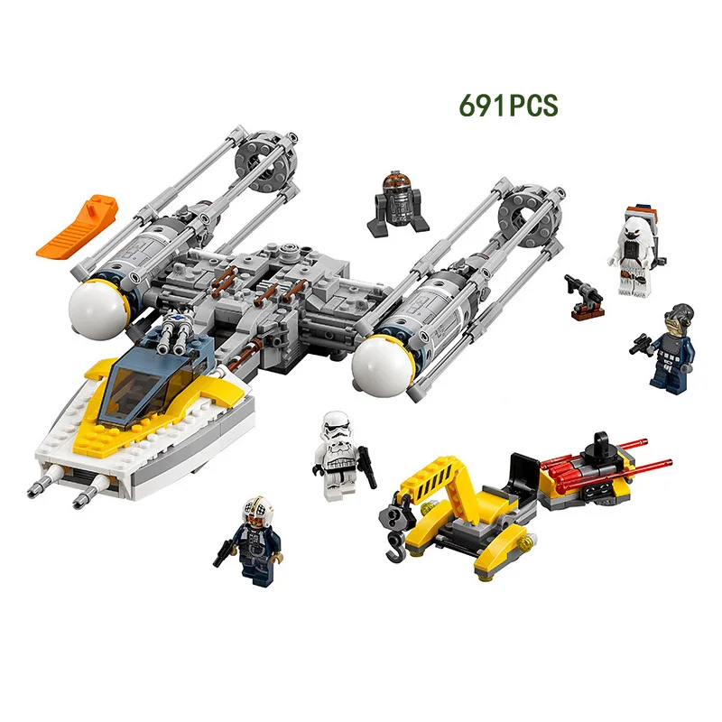 

2018 star space wars Rogue One Y-wing starfighter block fighter model mini stormtrooper Chewbacca figures lepine brick 75172 toy