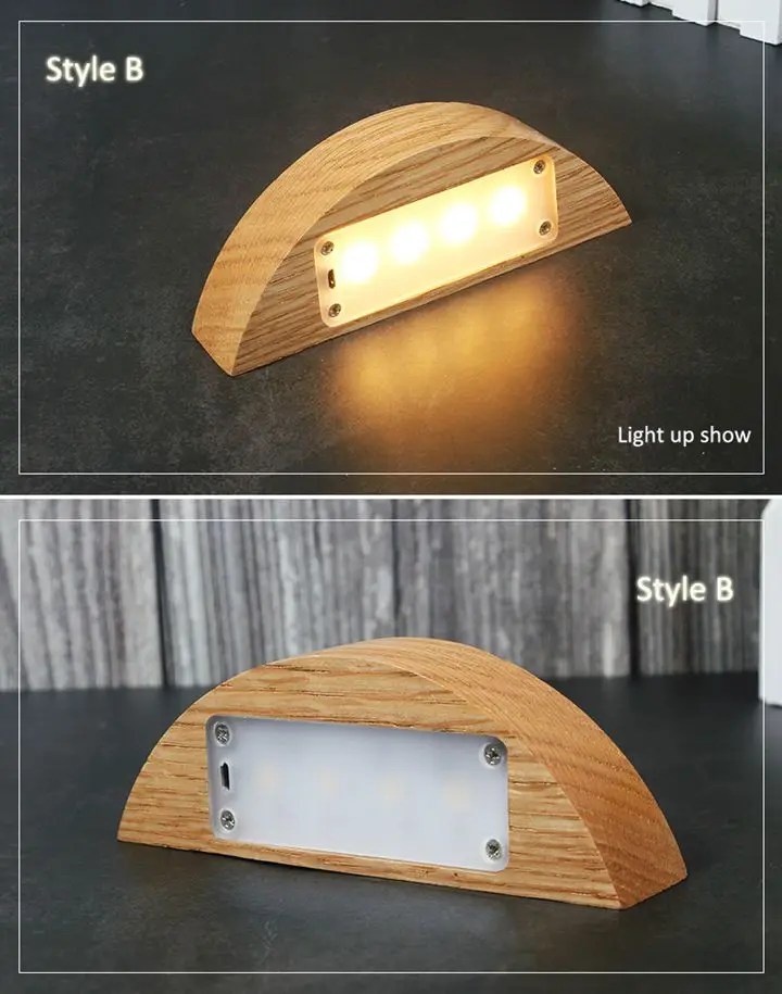 Wood LED Night Light Table Desk Lamp 16