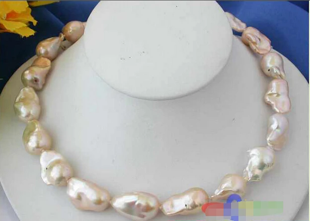

HUGE 17" 26MM BAROQUE PINK KESHI REBORN PEARL NECKLACE(p1392) ^^^@^Noble style Natural Fine jewe FREE SHIPPING