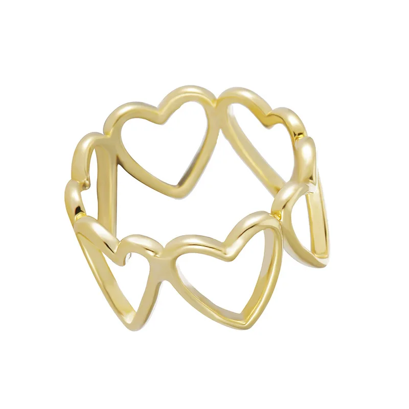 

Hollow Love Heart Gold Ring Simple Design Korea Fashion Temperament Tide Index Finger Ring Joint Ringsfor Women Jewelry