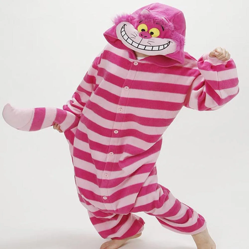 

Top cheshire cat Unisex Cute Winter Warm Flannel Animal Sleepwear Cartoon Pajamas Halloween Cosplay Costumes for Christmas gift