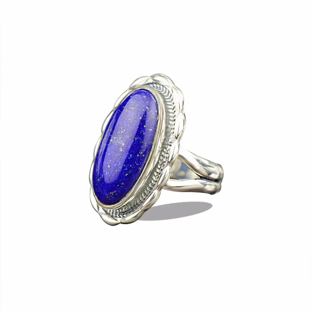Elegance 925 Silver Ring For Women New Fashion Adjustable Lapis Lazuli Handmade Vintage Fine Jewelry Wholesale | Украшения и