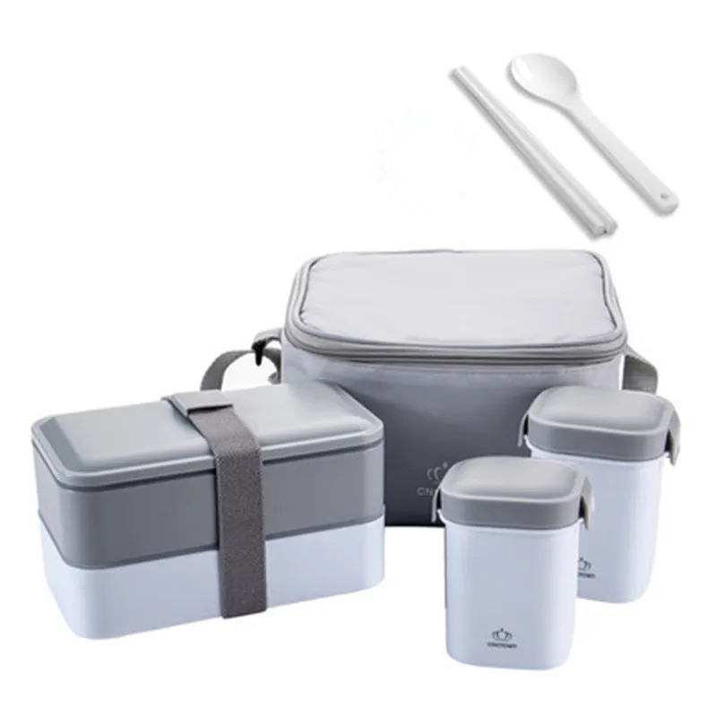 Японский стиль Ланч-бокс пластиковые коробки для обедов бенто творческая пища контейнеры с мешком посуда тепло от microwavable