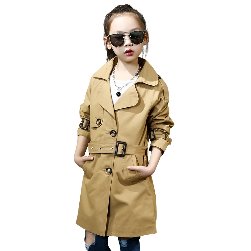 

New Autumn Girls trench coat fashion kids jacket Turn-down Collar Manteau Fille Girls Jacket 7CT062