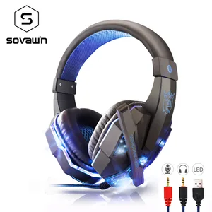Bass HD Gaming Headset Mic Stereo Sound Gamer Over-ear Headband Headphone Noise Cancelling with Microphone for PC Game Glow LED