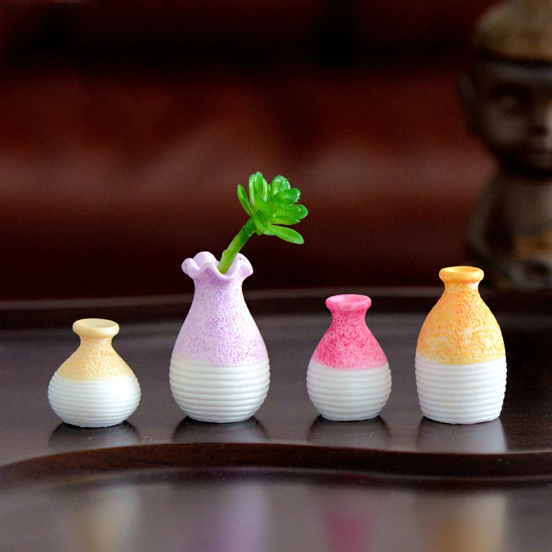 

ZOCDOU 1 Piece Colorful Mediterranean Style Mini Flower Vase Small Figurine Exhibit Crafts Figure Ornament Miniatures Home Deco