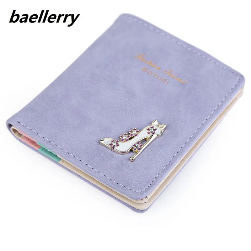 

High Heeled Shoes Flower Letter Rhinestone Solid Color Hasp Short Wallet for Lady