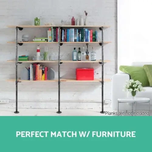 الأنابيب الصناعية خزانة رفوف تخزين متعددة وظيفة 4-الطبقة الرف الدائمة كتاب التخزين رف رف للديكور المنزل