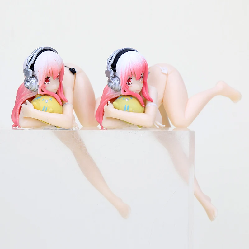 

Anime SUPERSONICO Super Sonico Swimsuit Bikini Bend Over Cup 10cm PVC Action Figure swimwear Beach Queens Doll Gift Model