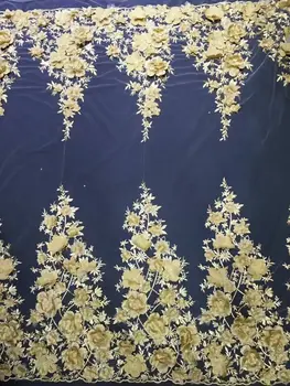 

2017 Hot Selling French Lace Fabric 3d Flower Fabric For Women Dressing Nigerian Lace Fabrics