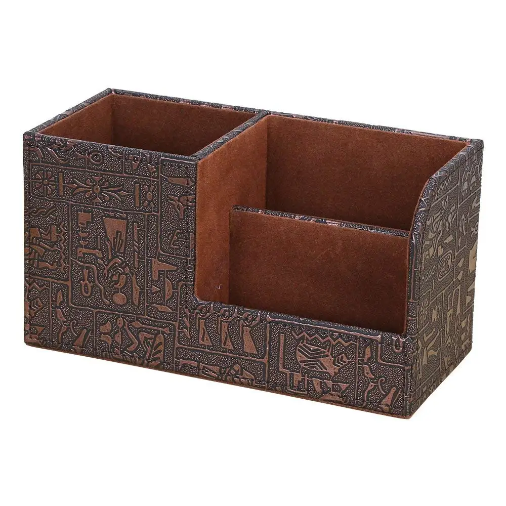 XRHYY Vintage Egyptian Pattern Multi function Desk Stationery Organizer