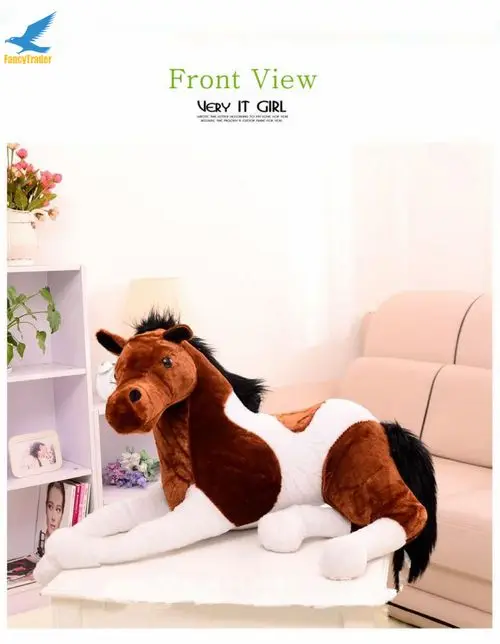Fancytrader 51'' Giant Soft Plush Emulational Horse Toy Big Lifelike Stuffed Horse 130cm 4 Colors Terrific Simulation Gift (9)