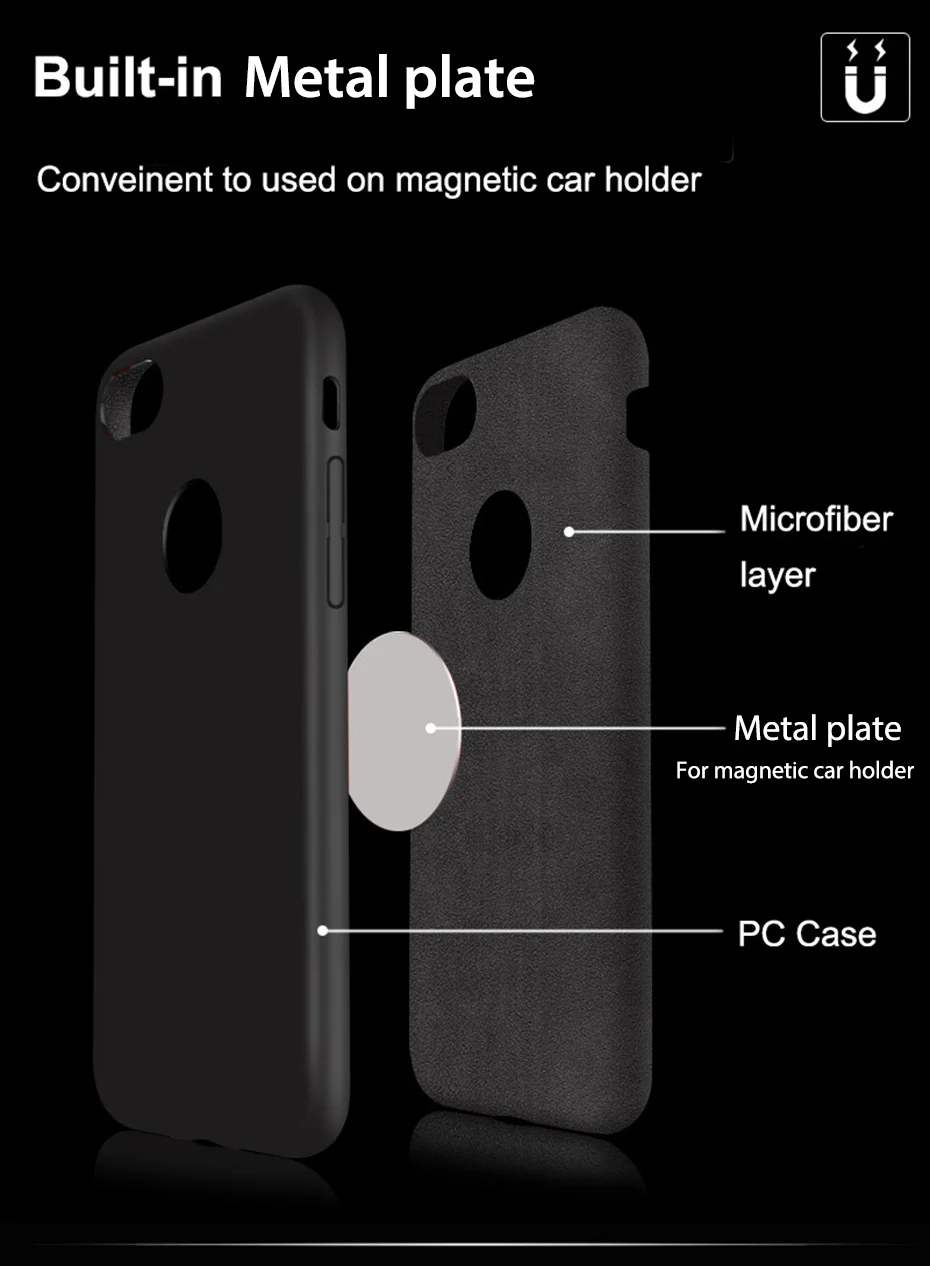 Чехол для телефона для iPhone X, 6, 6s Plus, чехол, защита 360, жесткий чехол из поликарбоната для iPhone 7, 8 Plus, встроенный магнитный автомобильный держатель, металлическая пластина