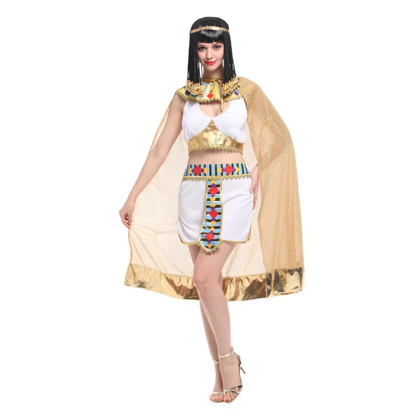 Adult Woman Queen Cleopatra Cosplay Halloween Egyptian traditional Costumes Belly dance performance Masquerade Rave party dress |
