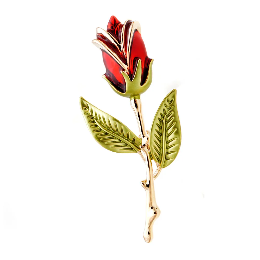 CINDY XIANG, 2 цвета на выбор, эмалированные Цветочные Броши для женщин, позолоченные заколки с розами, брошь высокого качества, простой дизайн, подарок - Окраска металла: red