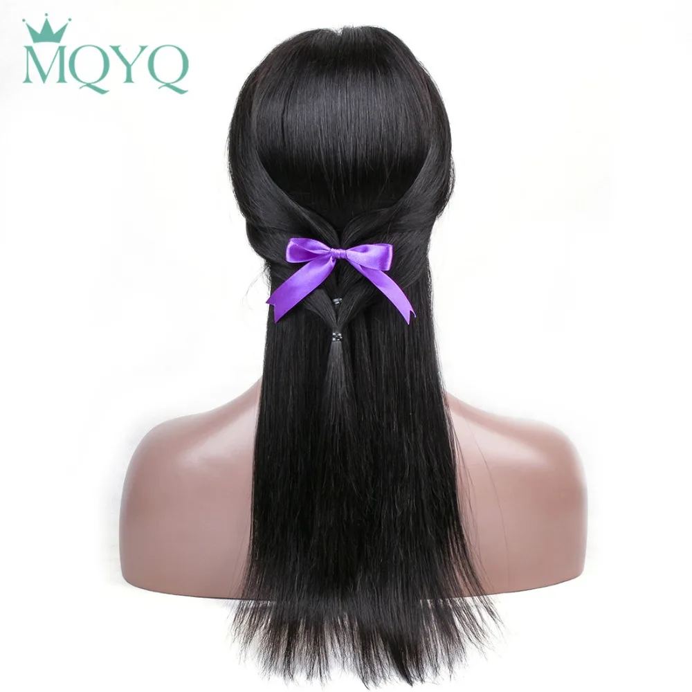Beli Mqyq Lurus U Bagian Wig 4*4 Renda Frontal Rambut Manusia Wig untuk Hitam Wanita Brasil Remy Rambut Wig sutra Warna Alami Wig