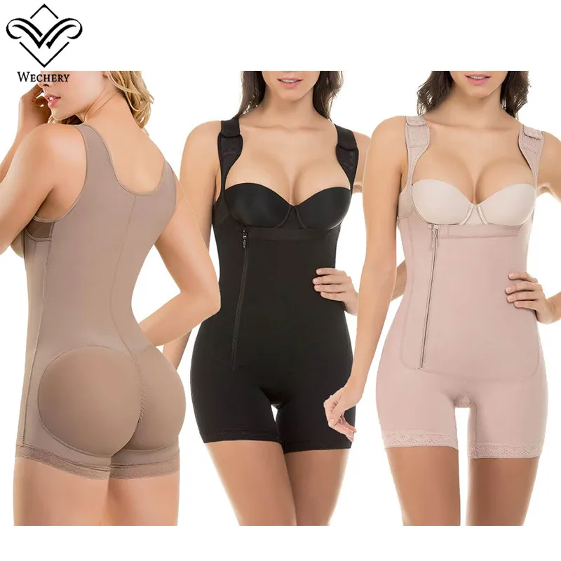 

Wechery New Shaper Women Spandex Shapewear Zipper Plus Size Bodysuit Underbust Slimming Posture Corrector S-6XL Underwear