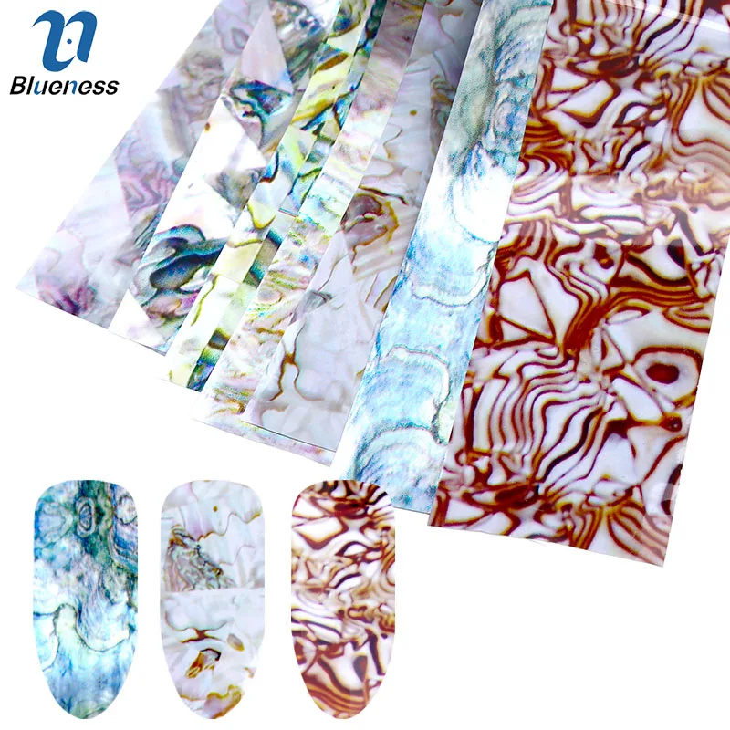 

Blueness 8Rolls Holographic Starry 3D Nail Art Transfer Foil Stickers Marble Pattern Design Manicure Nails Decals Accessories