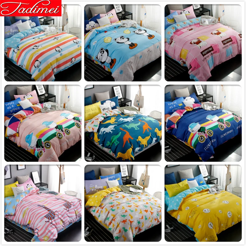 

Dinosaur Panda Pattern Quilt Duvet Cover 3/4pcs Bedding Set Kid Child Soft Cotton Bed Linen Single Full Twin Double Size 150x200