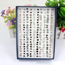 100 пар/компл. Пластик Стад Серьги, Модные Ювелирные изделия, в форме цветка в форме звезды серьги для женщин не вызывающие аллергию серьги-гвоздики комплекты для Для женщин ювелирные изделия