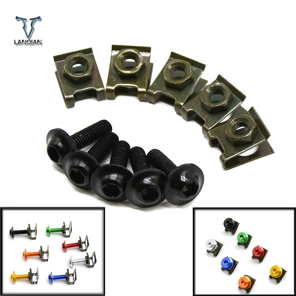 

For Kawasaki Ninja ZX10R ZX11 ZX1400 ZX636R ZX6RR 5 pieces 6mm motorbike screwse body fairing