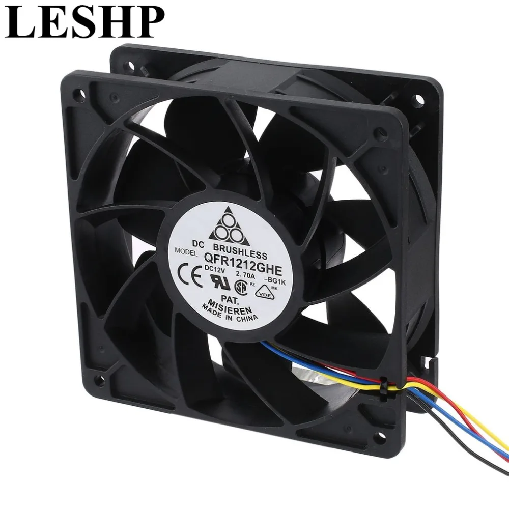 

LESHP 6000RPM DC12V 2.7A Miner Cooling Fan 4-Pin Connector Brushless Replacement Cooler For Antminer Bitmain S7 S9