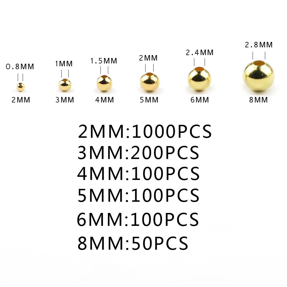 Loose Beads JHNBY Gold Plated Metal Beads 2/3/4/5/6/8MM Round Iron Spacer For Jewelry Bracelets Necklace Making DIY Accessories