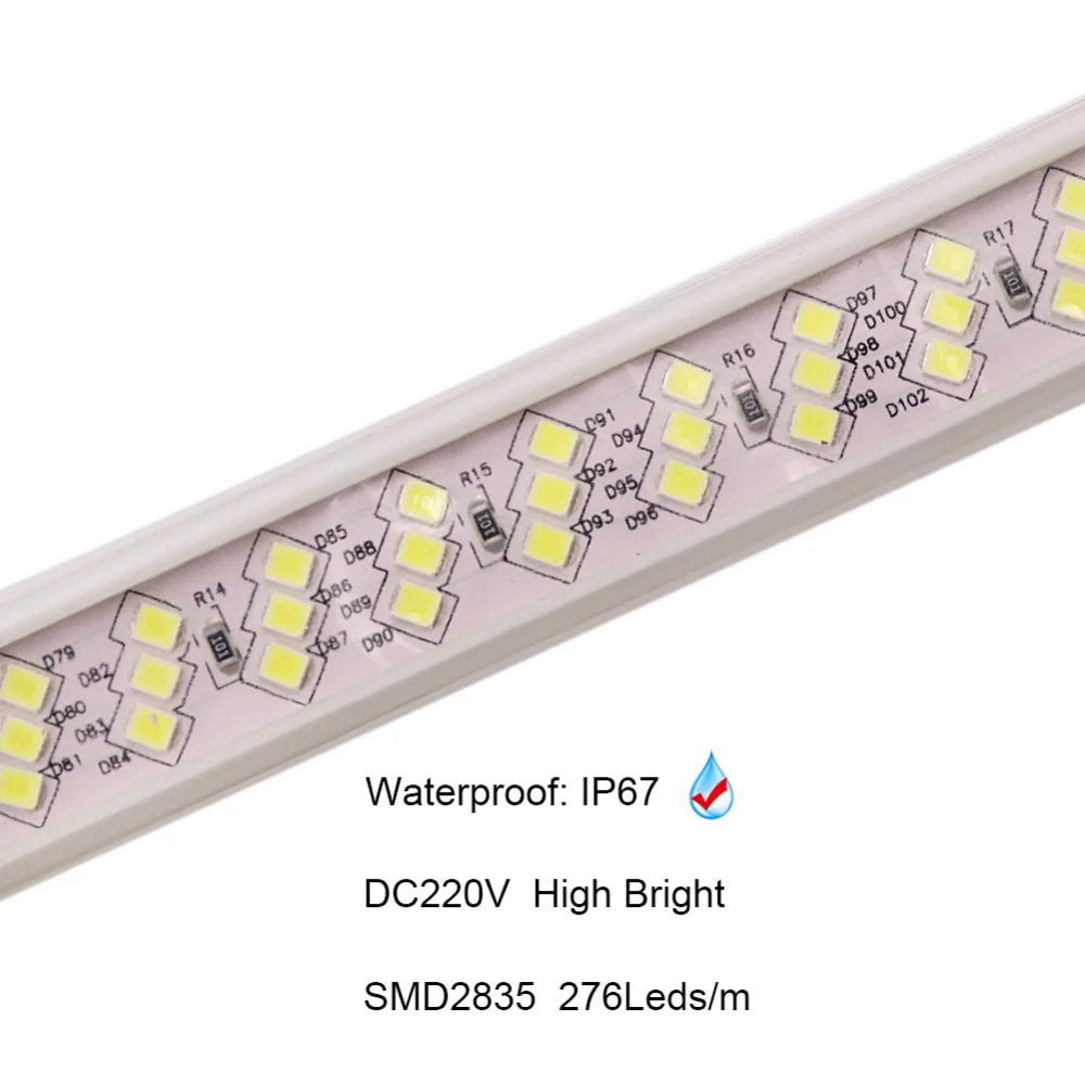 276 светодиодов/м SMD 2835 Светодиодная лента светильник AC 220 В 230 в высокий яркий светодиодный светильник в полоску водонепроницаемая светодиодная лента Диодная лента теплый белый/белый