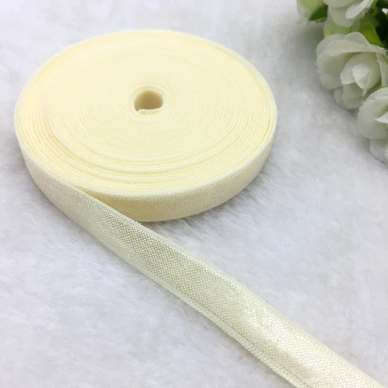 

5 yds 3/8" Cream Spandex Ribbon Multirole Fold Over Elastic Band For Sewing Ties Hair Accessories Waist Garment Accessory