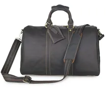 7077Q Free Shipping Vintage Genuine Leather Chocolate Huge Hand Business Men Travel Bags 18 2017 popular hand carve china vintage genuine leather womens bags