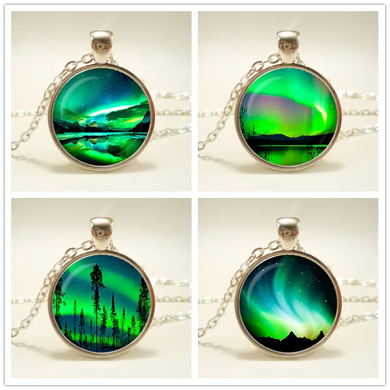 northern lights pendant northern lights necklace galaxy northern lights jewelry