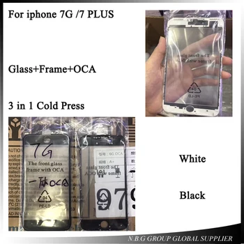 

20pcs/lot Cold Press Outer Glass with Middle Frame Bezel + OCA together For iPhone 7G/7plus Front Glass Lens with Frame