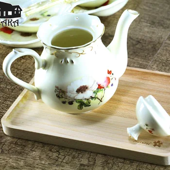 

1Pcs New arrival KEYAMA High-grade Beige flowers glaze ceramic teapot Home coffee teapot without cup New home decorative gift