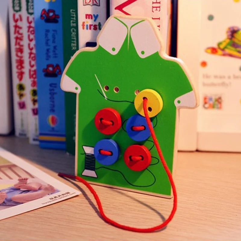  Nice Montessori Educational Toys Beads Lacing Board Wooden Toys Toddler Sew On Buttons Early Educat - 32814494494