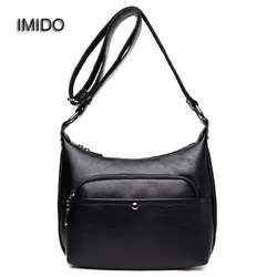 Имидо известный бренд качество Для женщин Курьерские сумки мягкая кожаная сумка для дам мамы присутствует черный Bolsas feminina mg046