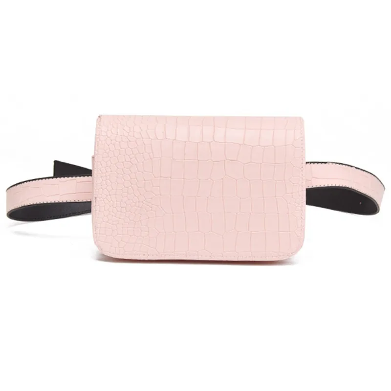 

Vintage PU Leather Waist Bag Women Alligator Waist Pack Travel Belt Wallets Fanny Bags Ladies Pink White 5 Colors