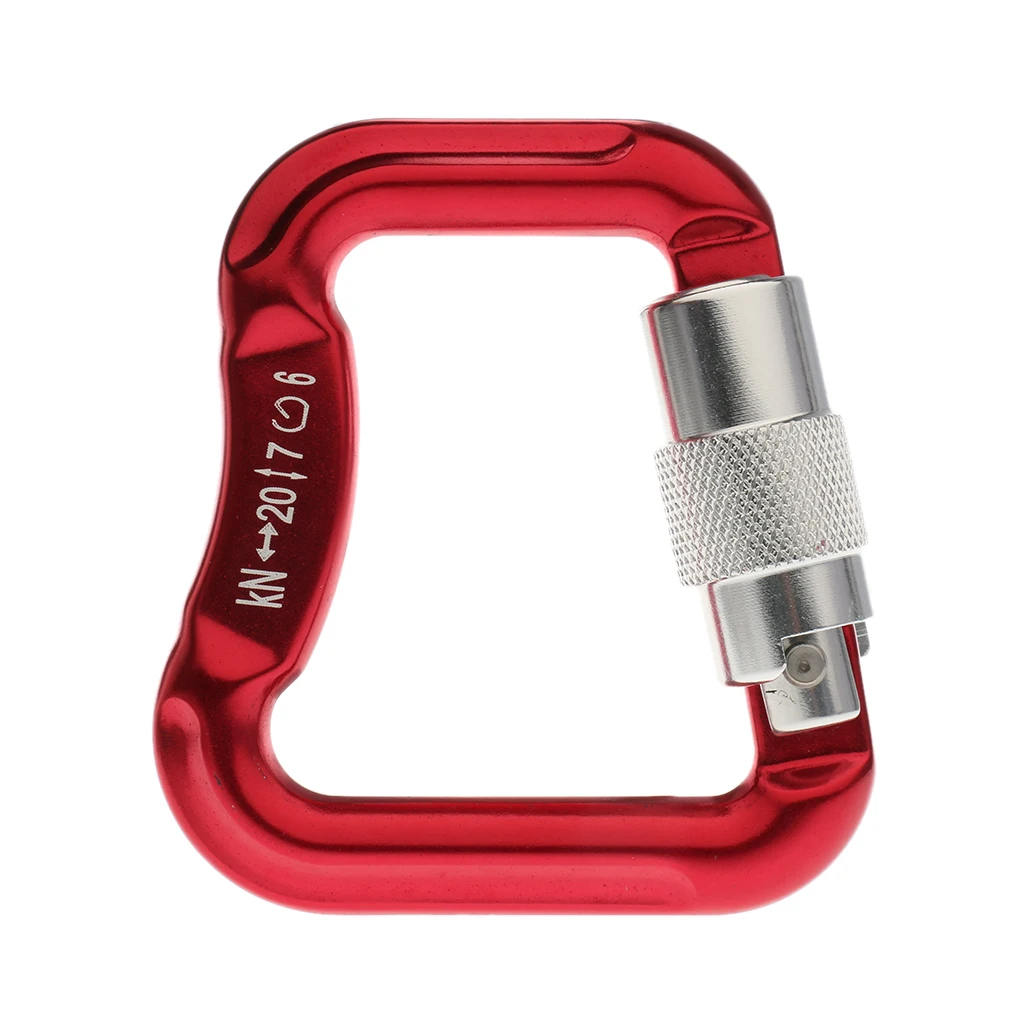 

20KN Aluminum Alloy Paraglider Caribiner Screw Locking A4901-2T (Red) Climbing Accessories