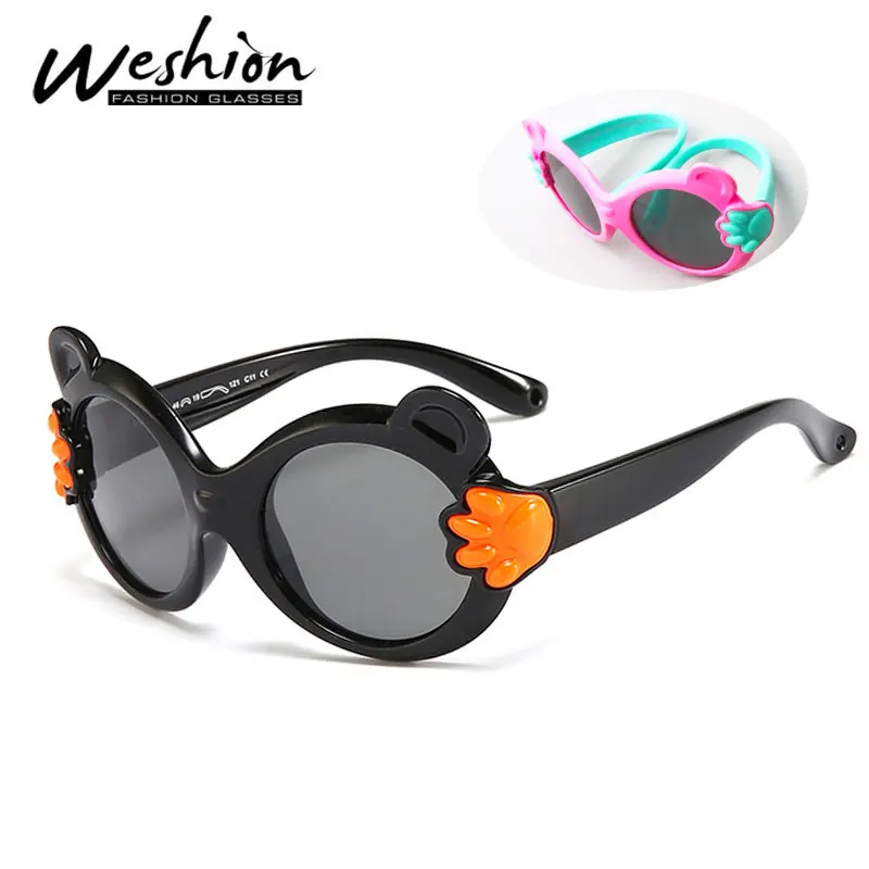 Кошачий глаз детские солнцезащитные очки поляризованные Дети солнцезащитные очки для девочек и мальчиков коробка Медвежонок очки гибкий очки UV400 Óculos