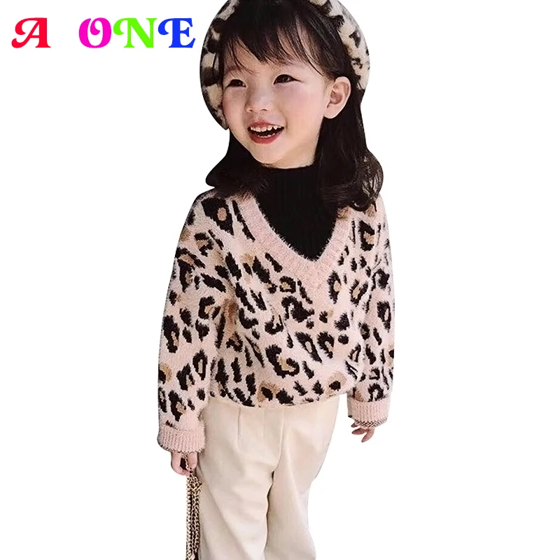 

Autumn Winter leopard dobby jacquard velvet baby girls knitwear kids sweater children fashion pullover clothes toddler sweater