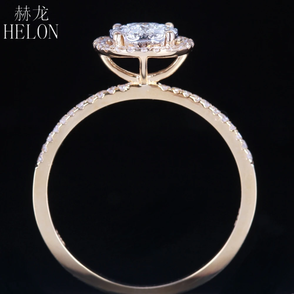 HELON Твердые 14 K White Gold 0.5CT H/SI круглая из натуральной бриллиантами Для женщин модное Ювелирное кольцо Обручение блестящие украшения кольцо