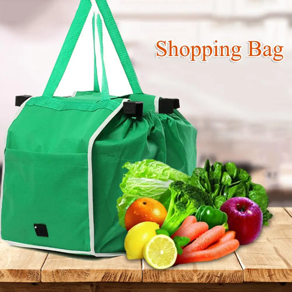 Reusable Large Trolley Clip To Cart Grocery Bag Tote Handbags Supermarket Shopping Storage Bags ...