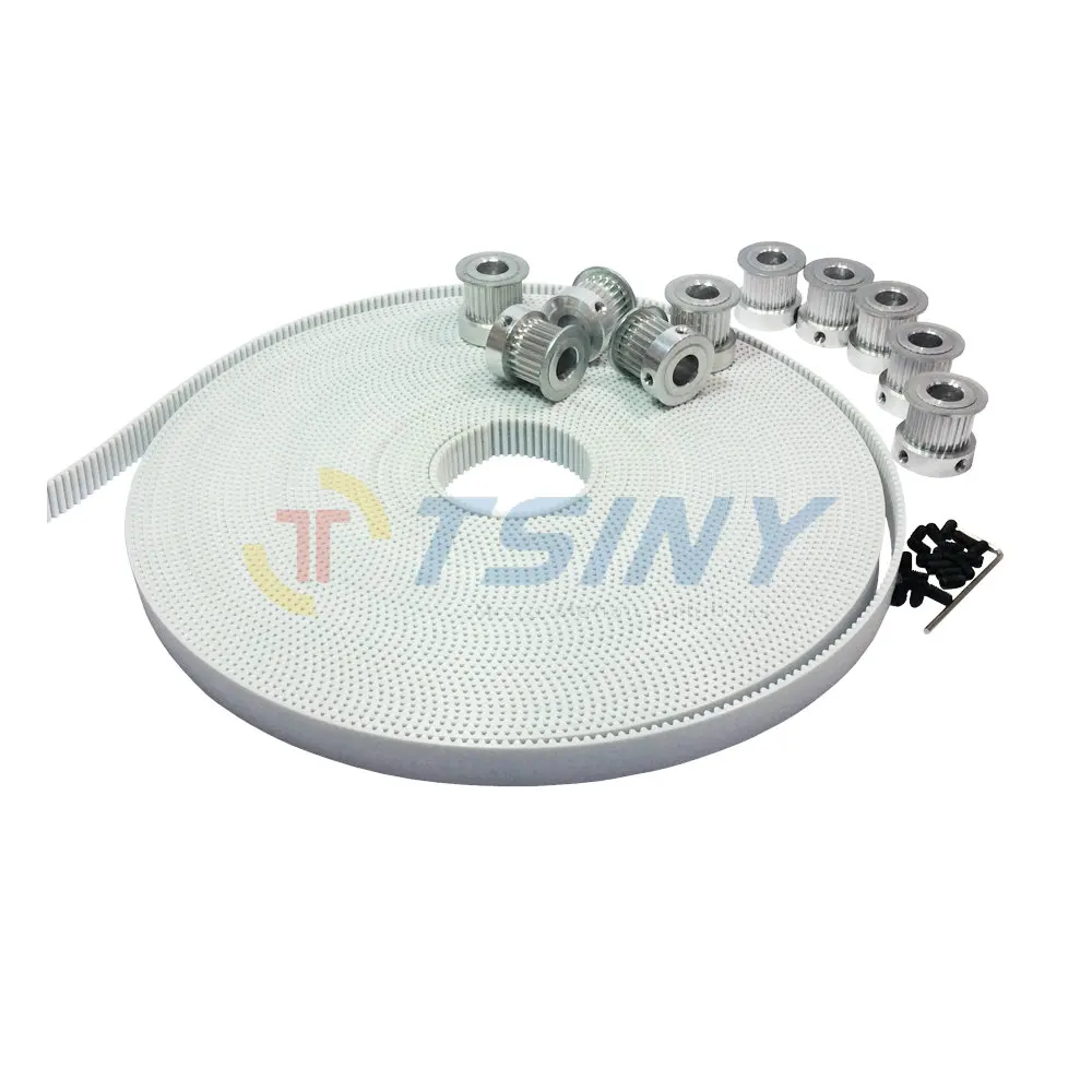 

HTD 3D Printer 3M Open Ended Timing Belt White Polyurethane with Steel Core 10 Meters&3M 15 Teeth Pulley Bore 5mm 6mm 6.35mm 8mm